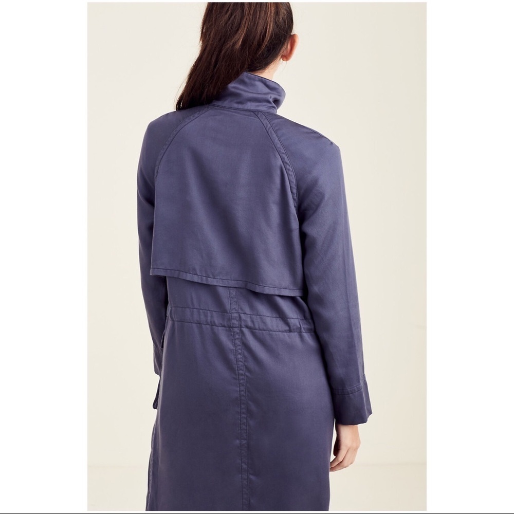NEW True Religion Navy Duster Silky Long Jacket Trench Coat Overcoat Streetwear - Picture 6 of 6